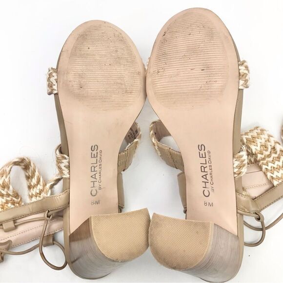 Charles by Charles David ELLA Tan Cream Woven Caged Strappy Block Heel Sandals - Picture 15 of 16
